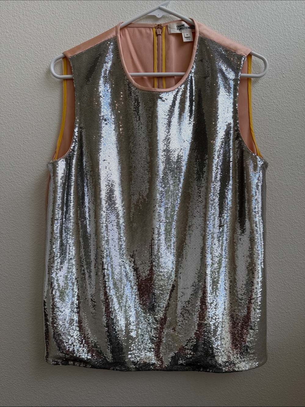 Diane Von Furstenberg Sleeveless Sequin Top M